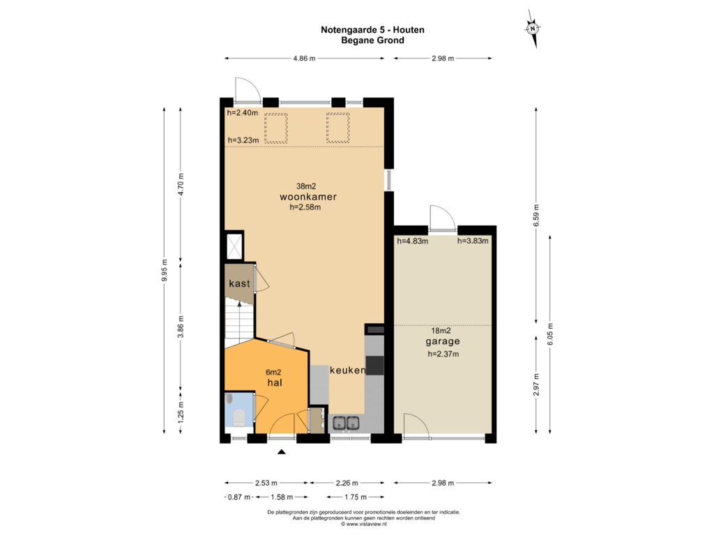 Bekijk plattegrond van BEGANE GROND van Notengaarde 5