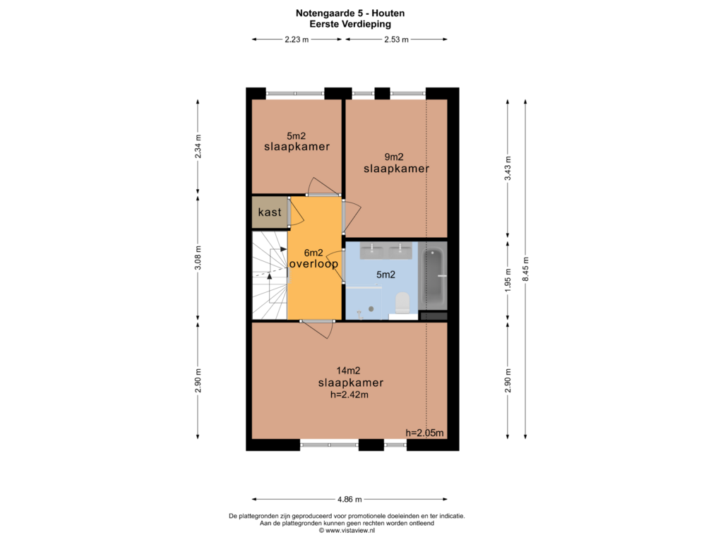 View floorplan of EERSTE VERDIEPING of Notengaarde 5