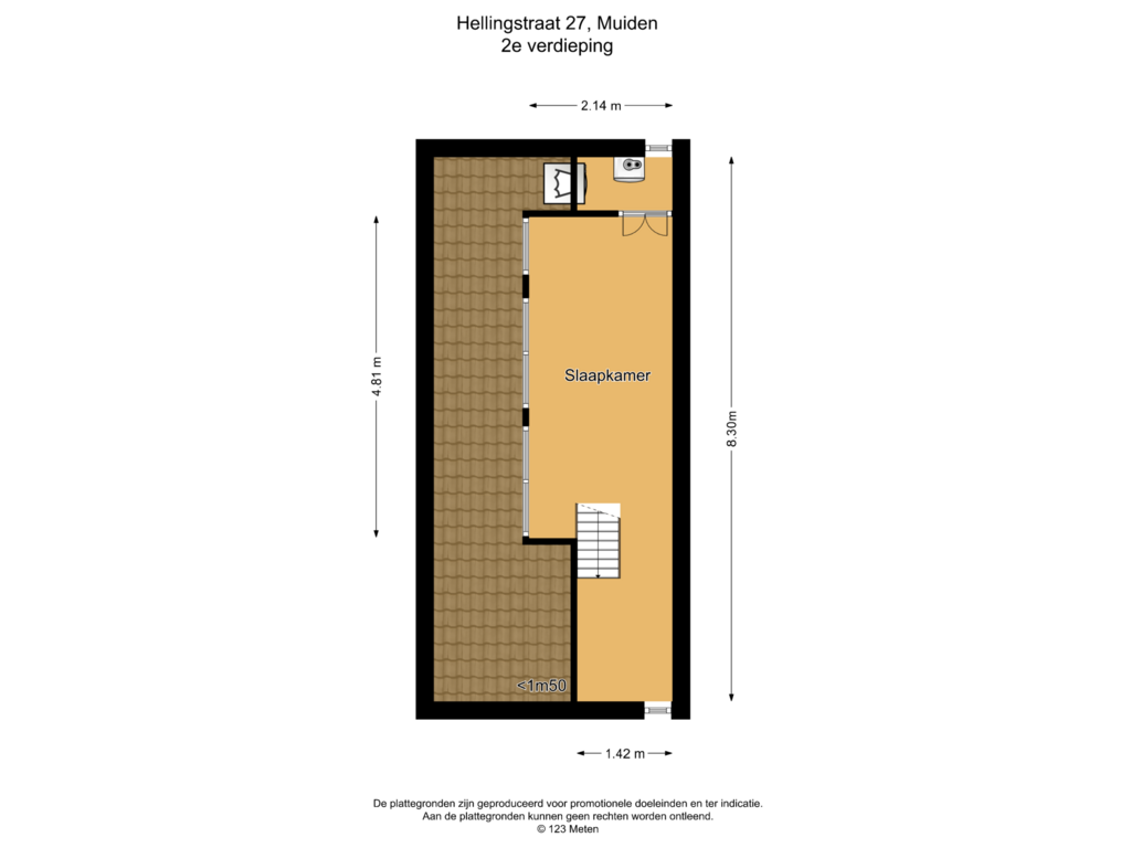 Bekijk plattegrond van 2e verdieping van Hellingstraat 27