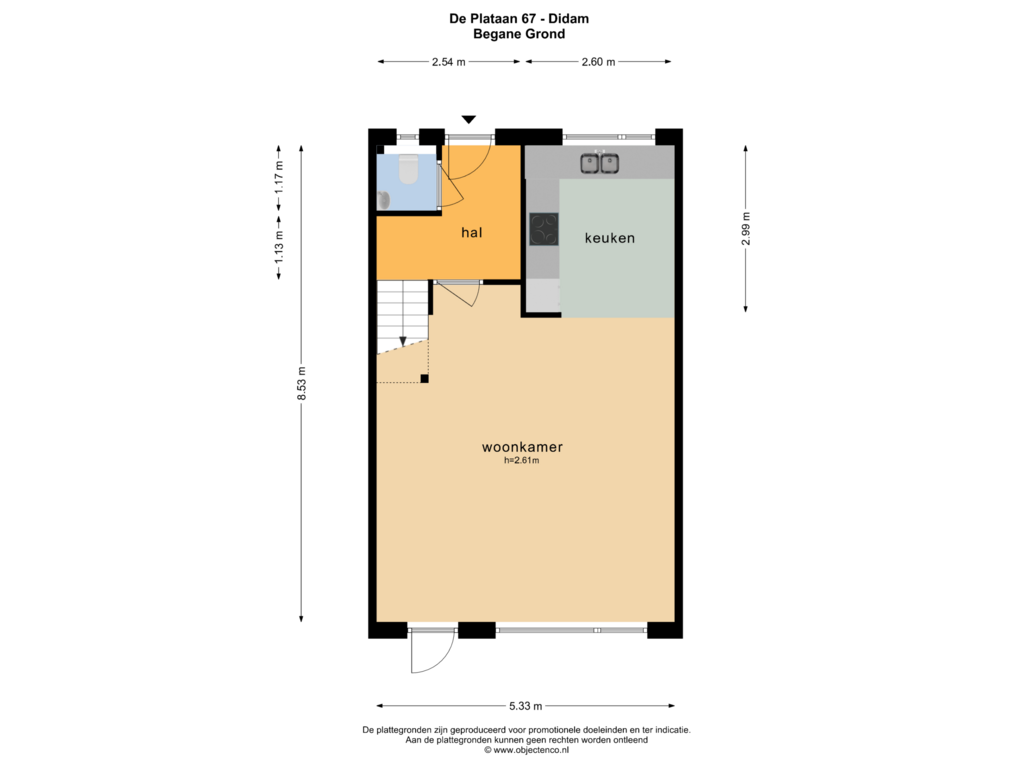 Bekijk plattegrond van BEGANE GROND van de Plataan 67