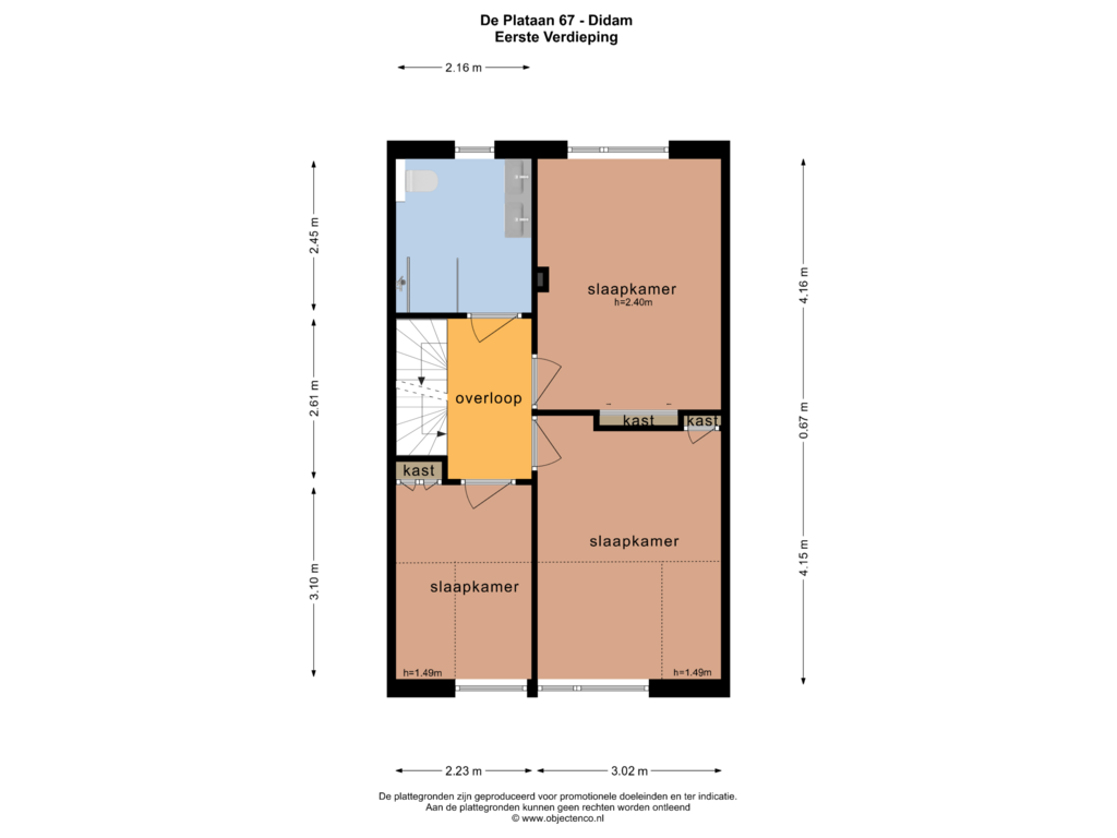 Bekijk plattegrond van EERSTE VERDIEPING van de Plataan 67