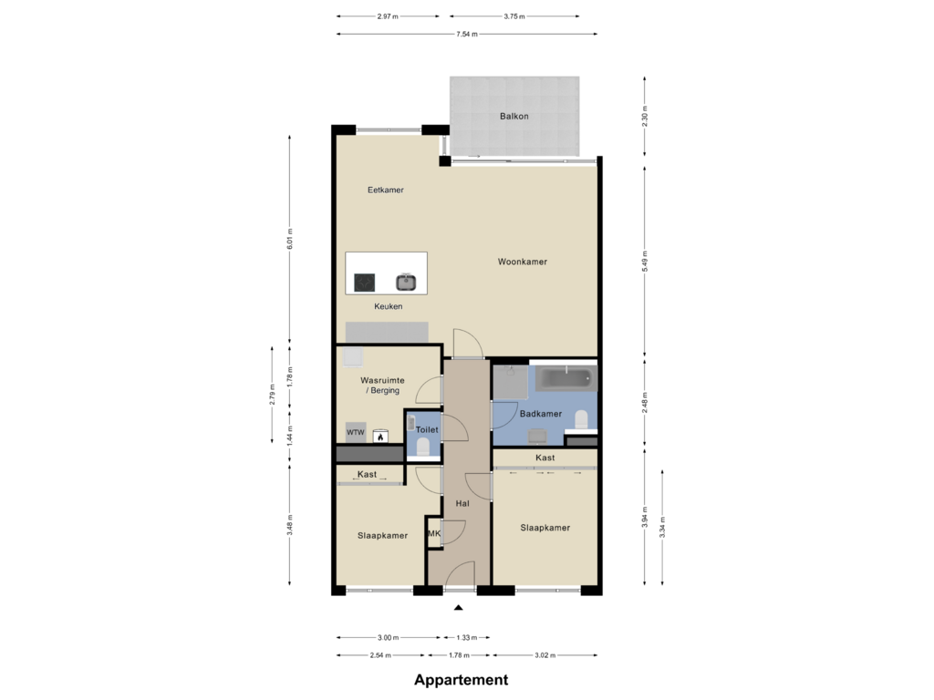 View floorplan of Appartement of Loesbleik 122