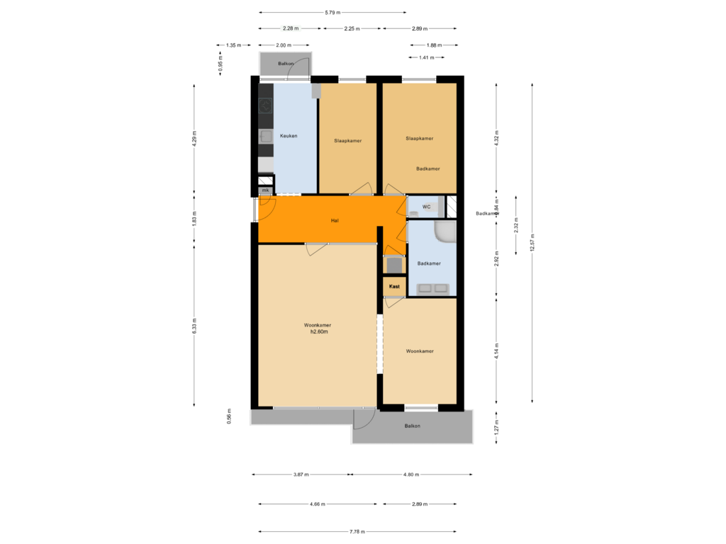 View floorplan of Appartement of President Kennedylaan 191