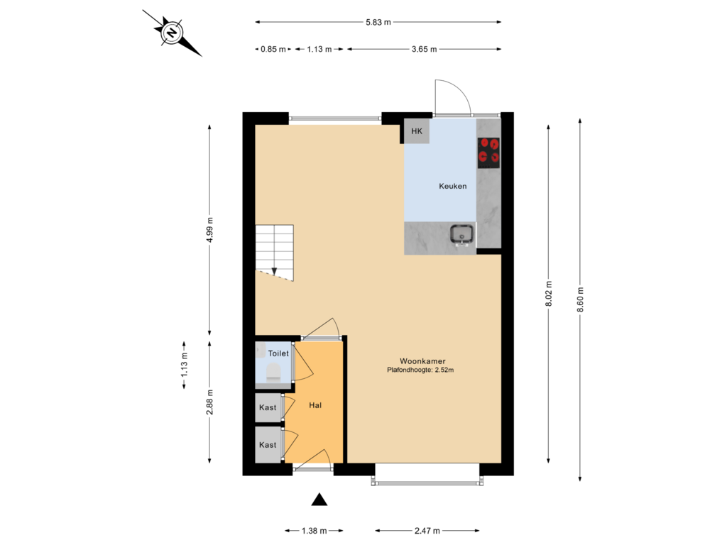 View floorplan of Begane grond of Elzendal 9