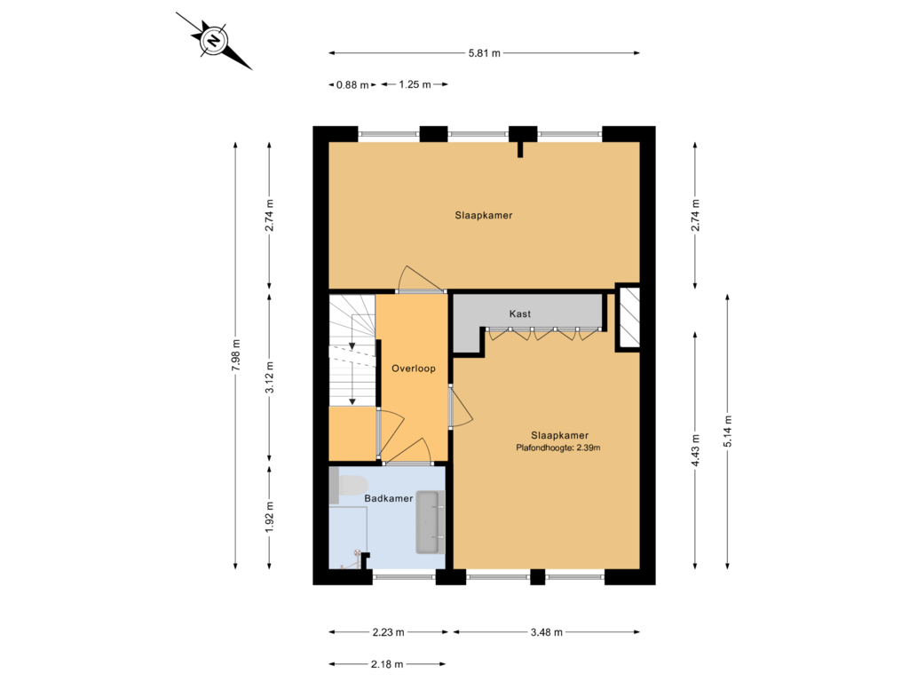 View floorplan of 1e Verdieping	 of Elzendal 9