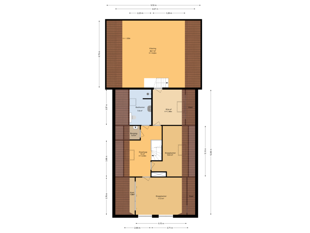 View floorplan of Eerste verdieping of Nieuwe Berkendijk 10