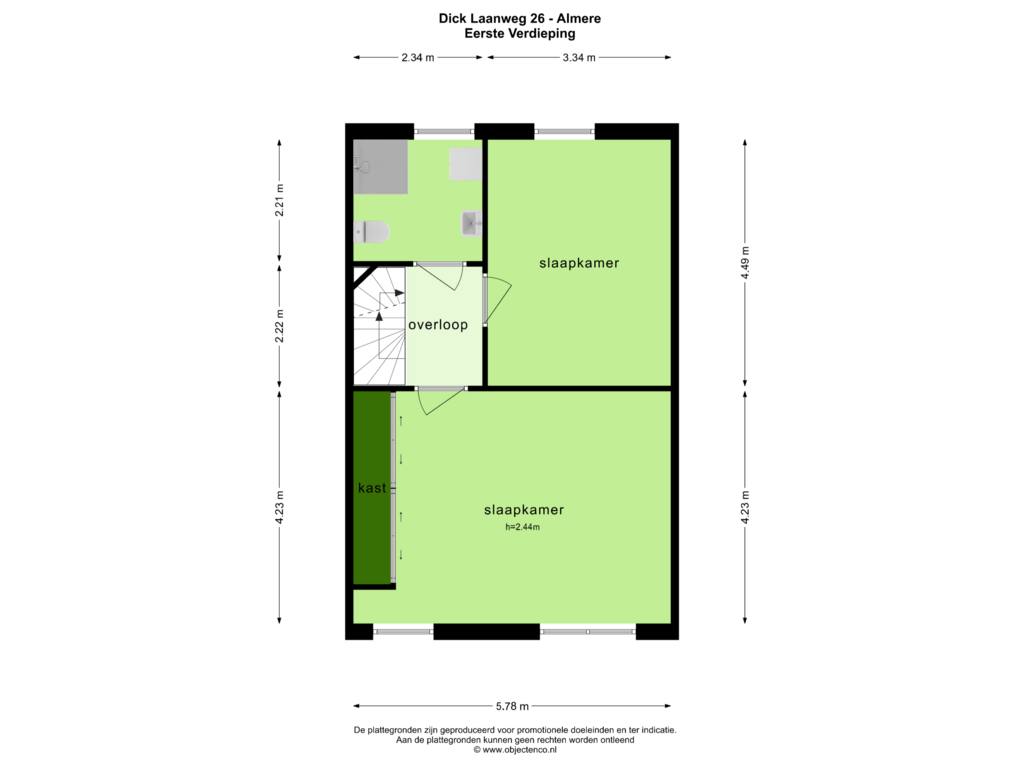 Bekijk plattegrond van EERSTE VERDIEPING van Dick Laanweg 26