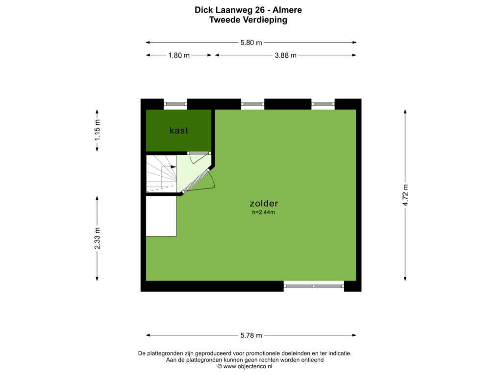 Bekijk plattegrond van TWEEDE VERDIEPING van Dick Laanweg 26