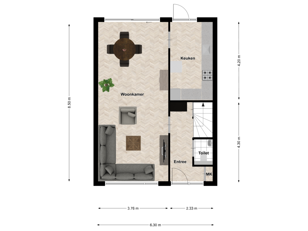 Bekijk plattegrond van Begane grond van Overijssellaan 46