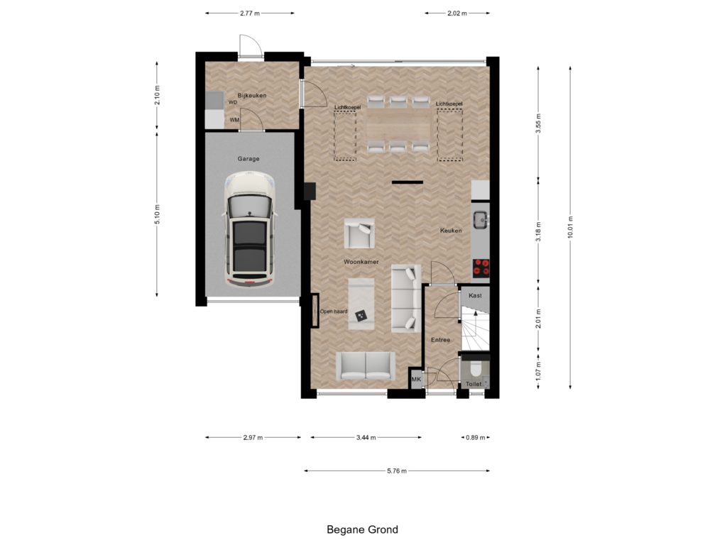 Bekijk plattegrond van Begane Grond van Voorborch 74