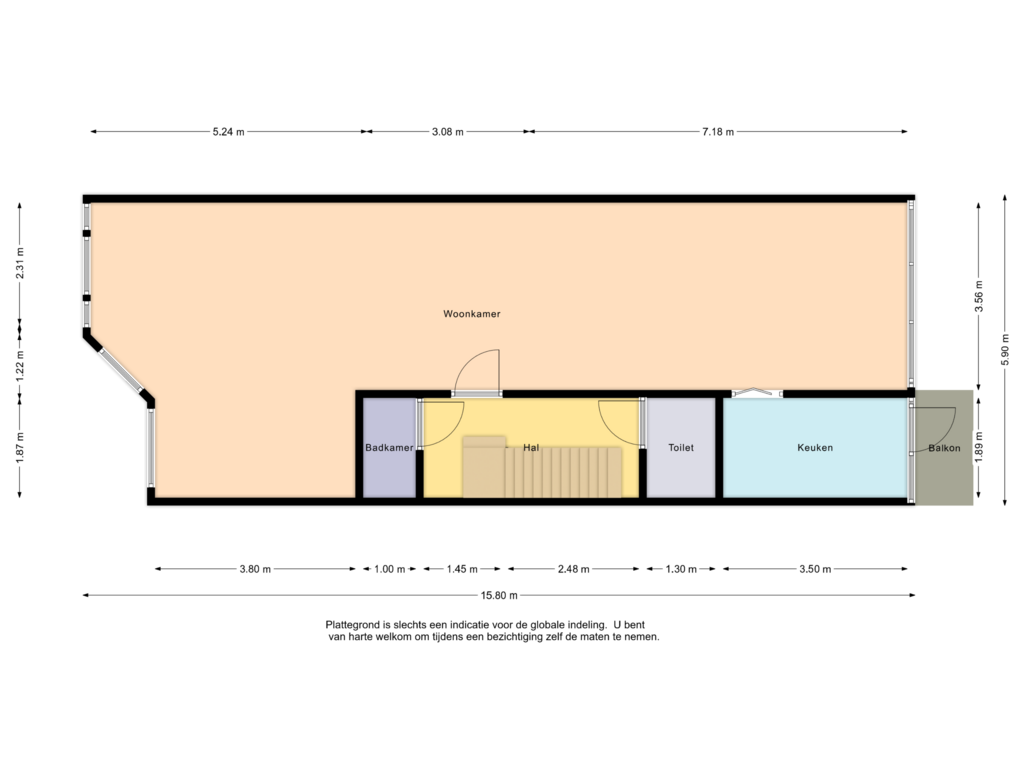 Bekijk plattegrond van 1e verdieping / second floor van Adelheidstraat 62