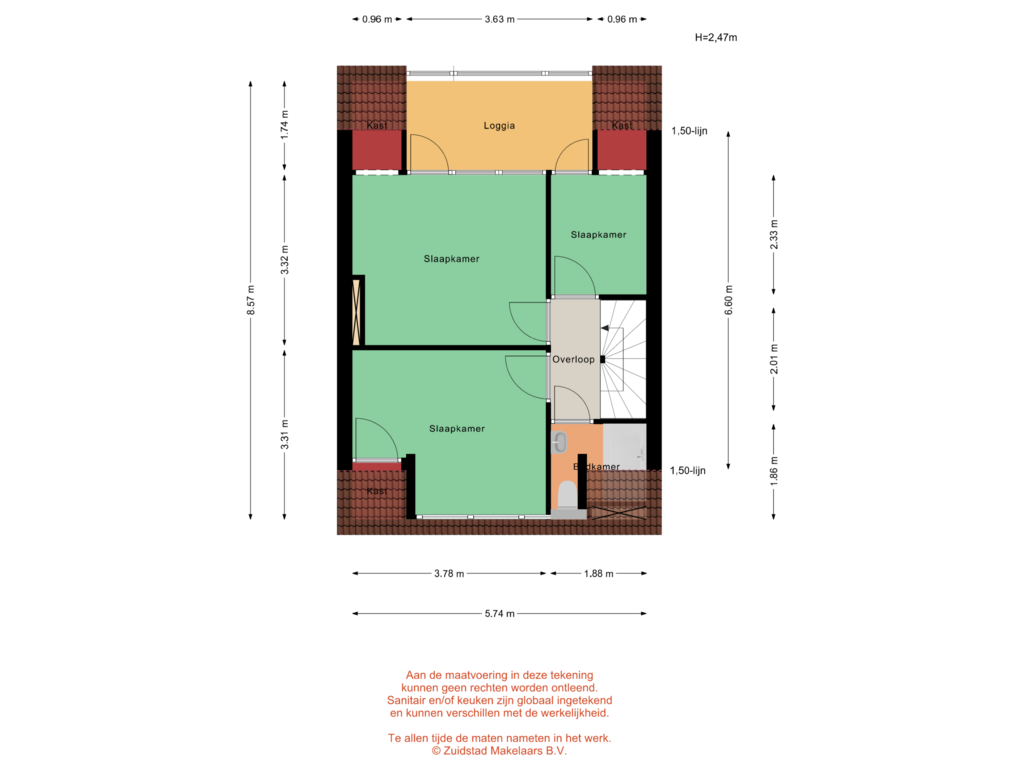 View floorplan of Nieuwenhoornstraat 57-A - 2e verdieping of Nieuwenhoornstraat 57-A