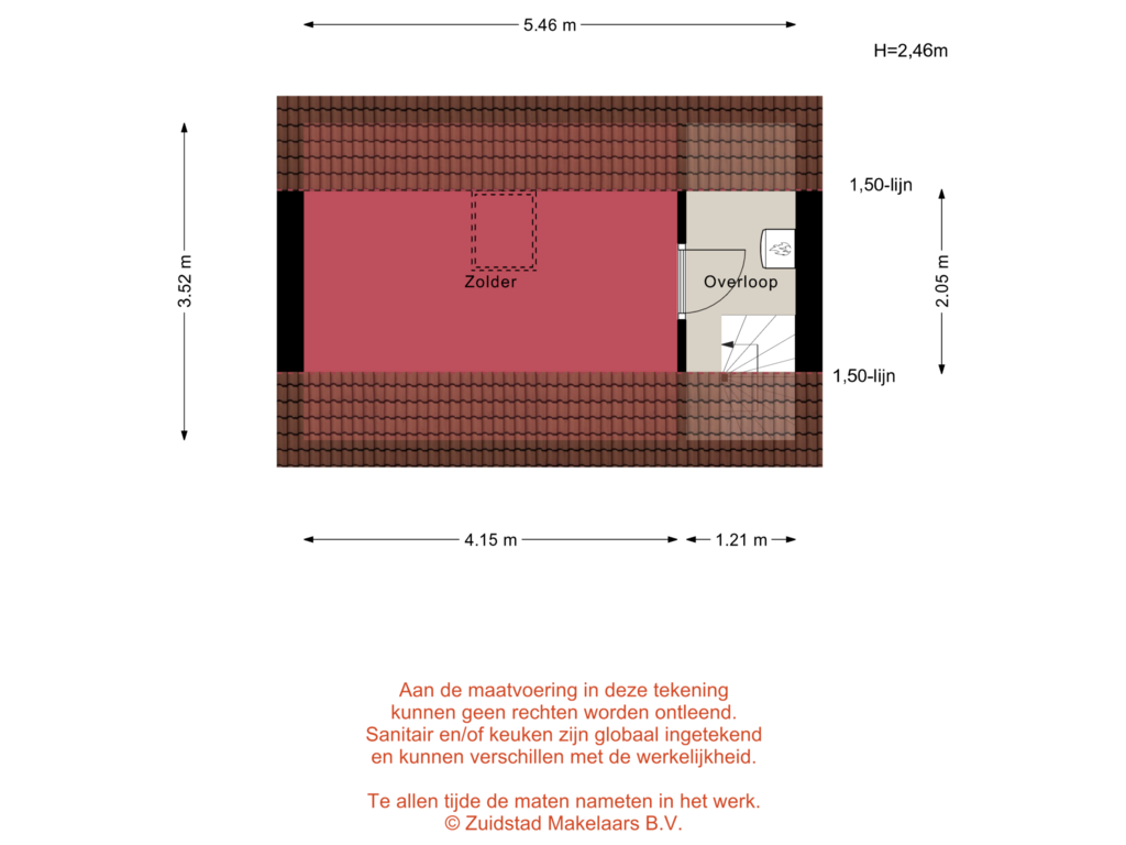 View floorplan of Nieuwenhoornstraat 57-A - Zolder of Nieuwenhoornstraat 57-A