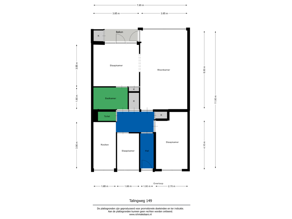 View floorplan of Eerste verdieping of Talingweg 149