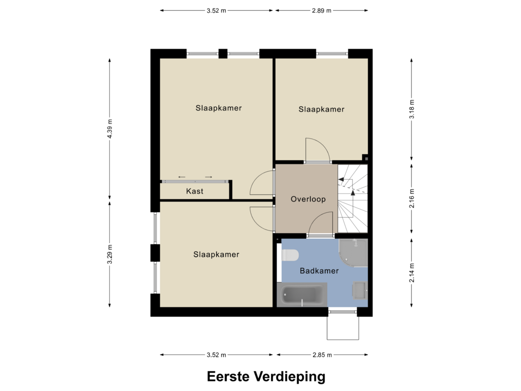 Bekijk plattegrond van Eerste Verdieping van Achterstestraat 61