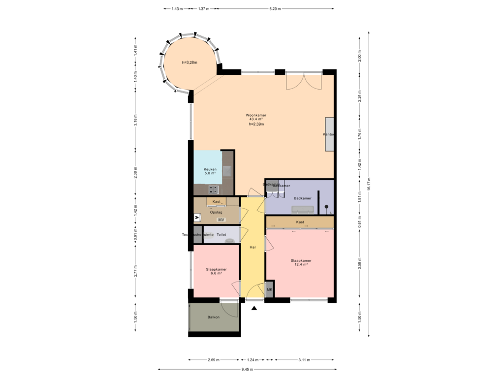 Bekijk plattegrond van Appartement (1ste Verdieping) van Kerkplein 26