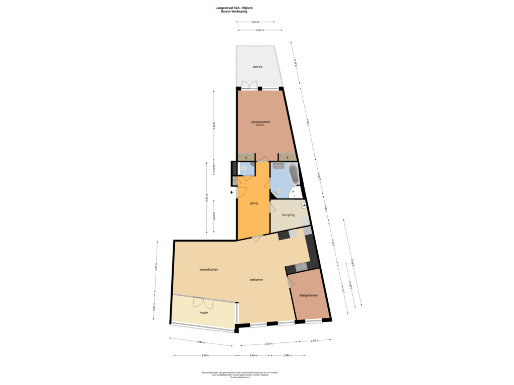 Bekijk plattegrond van EERSTE VERDIEPING van Langestraat 52-A