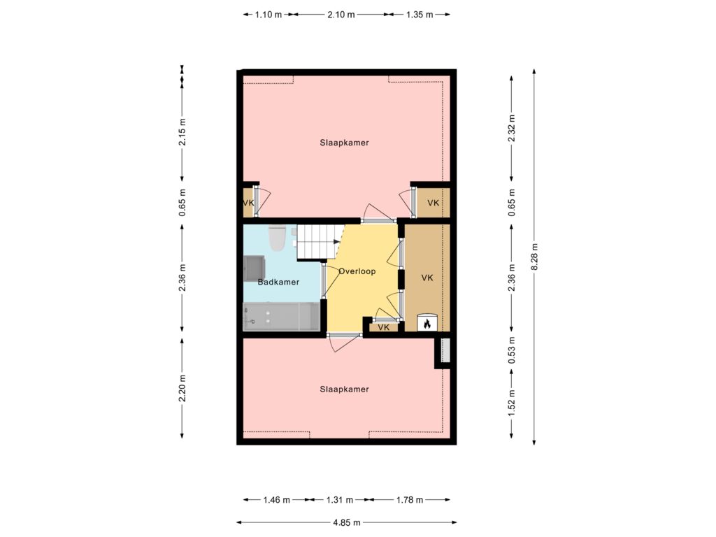 Bekijk plattegrond van 1e verdieping van Warmoesstraat 47