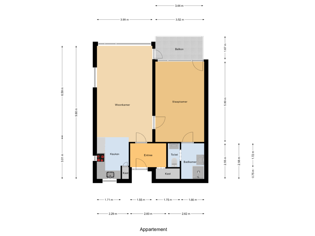 Bekijk plattegrond van Appartement van Koningin Emmalaan 29-14