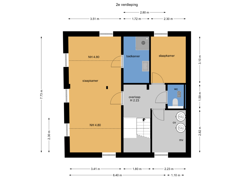 View floorplan of 2e verdieping of Noordvest 30-B