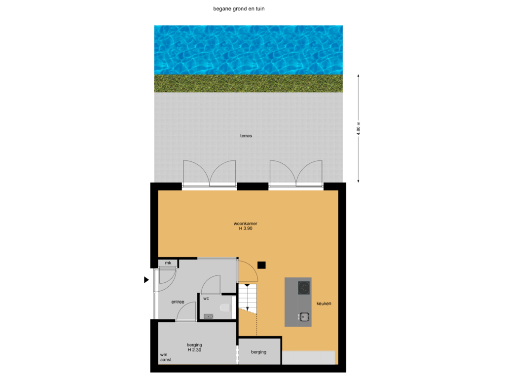 View floorplan of begane grond en tuin of Noordvest 30-B