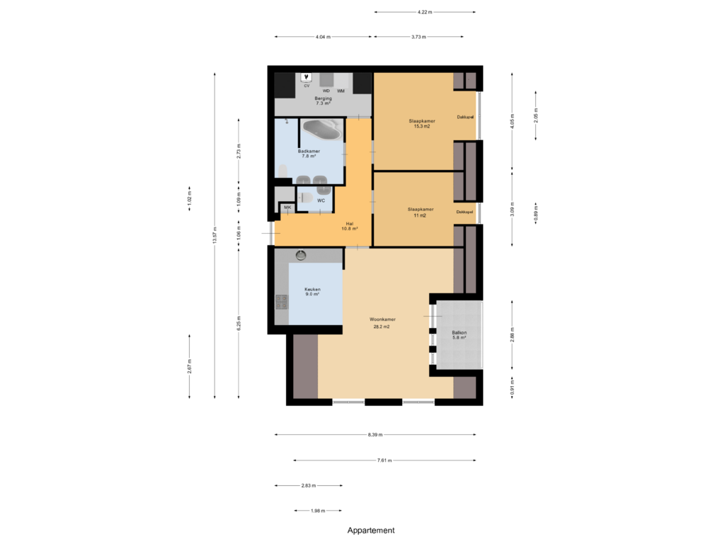 Bekijk plattegrond van Appartement van Terreplein 9-B