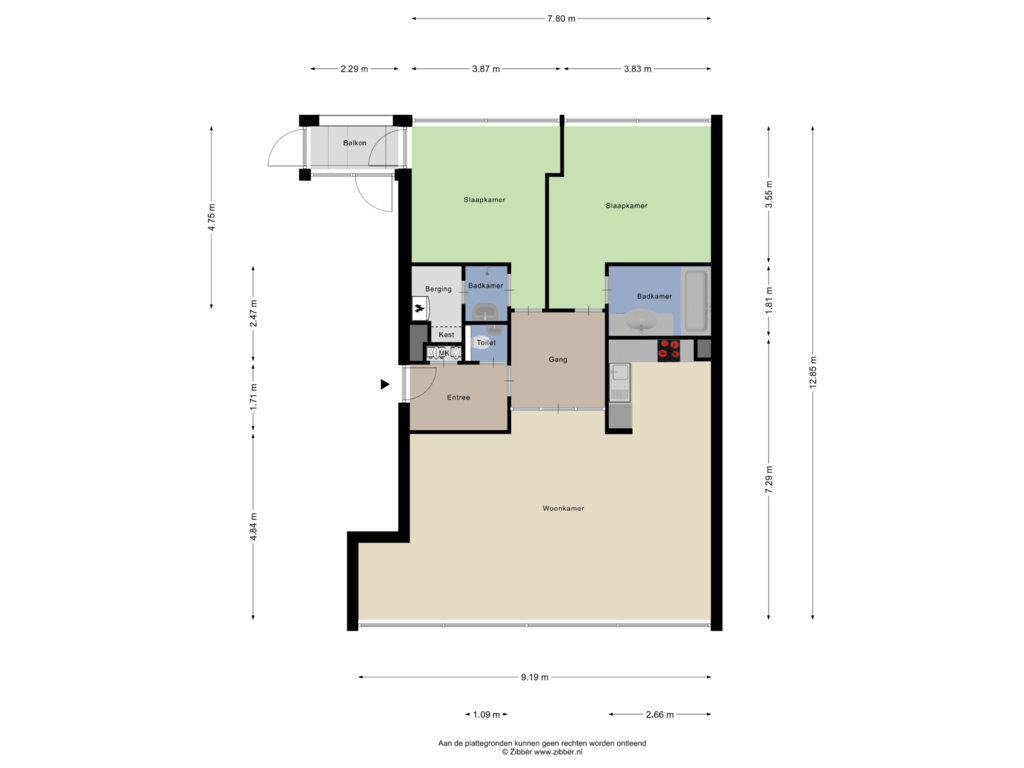 Bekijk plattegrond van Appartement van Wilhelminastraat 13-12