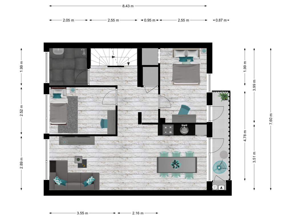 Bekijk plattegrond van 2e Verdieping van J F Kennedyplein 4-B