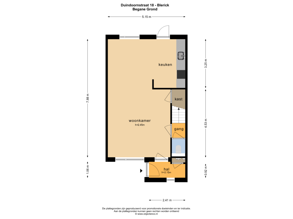 Bekijk plattegrond van Begane Grond van Duindoornstraat 18