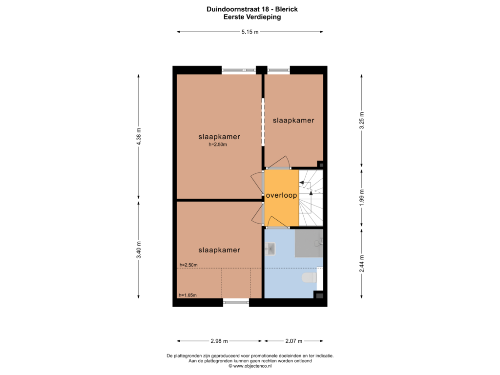 Bekijk plattegrond van Eerste Verdieping van Duindoornstraat 18