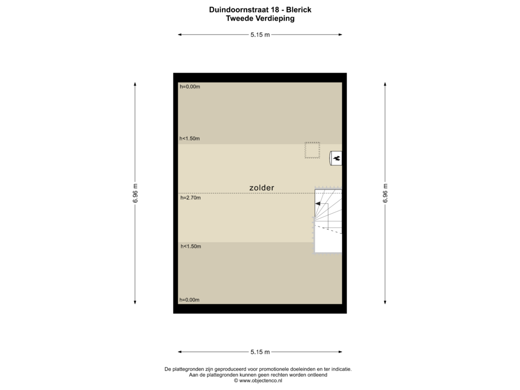 Bekijk plattegrond van Tweede Verdieping van Duindoornstraat 18