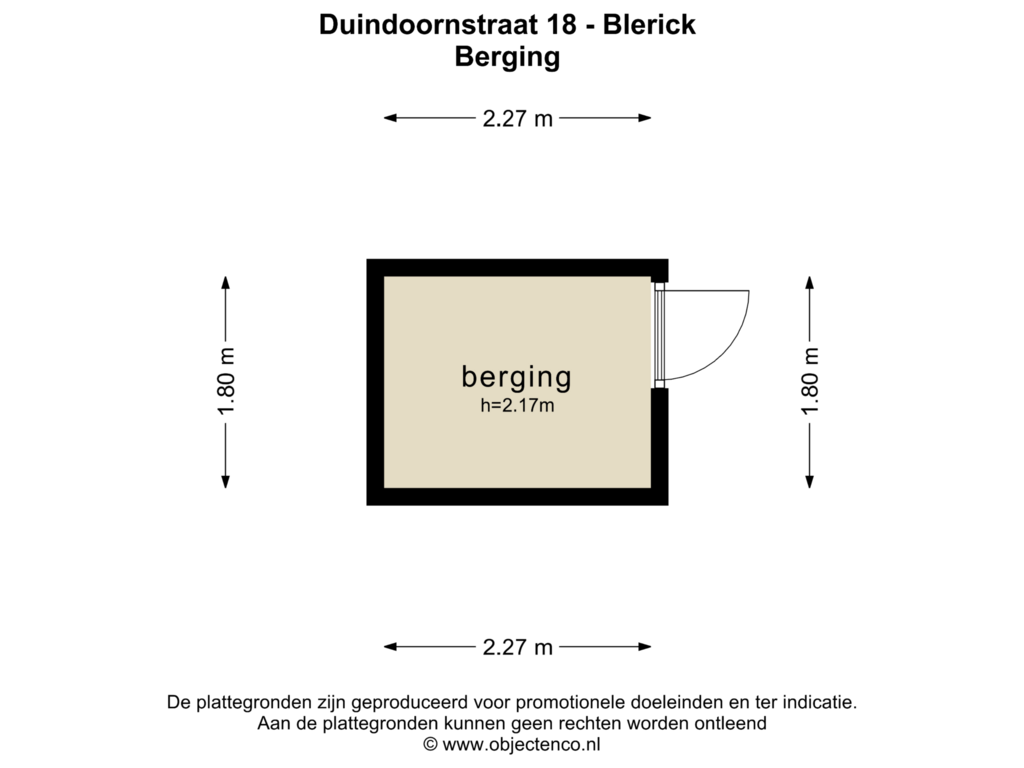 Bekijk plattegrond van Berging van Duindoornstraat 18