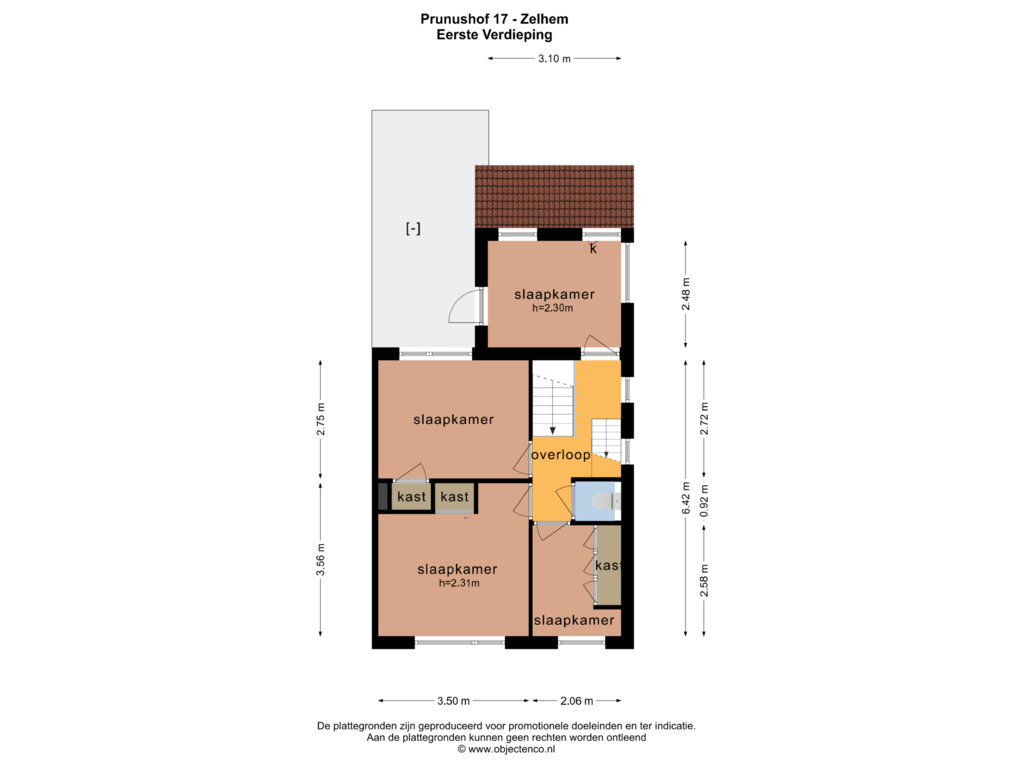 View floorplan of EERSTE VERDIEPING of Prunushof 17