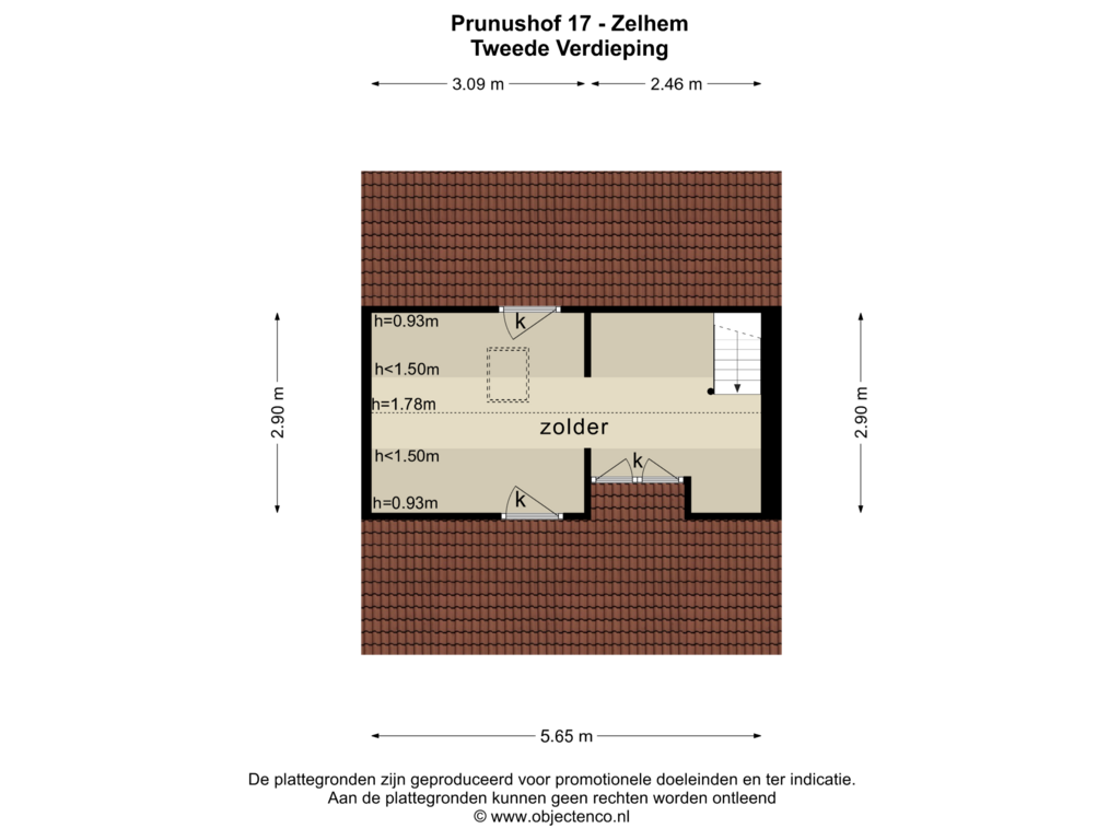 View floorplan of TWEEDE VERDIEPING of Prunushof 17