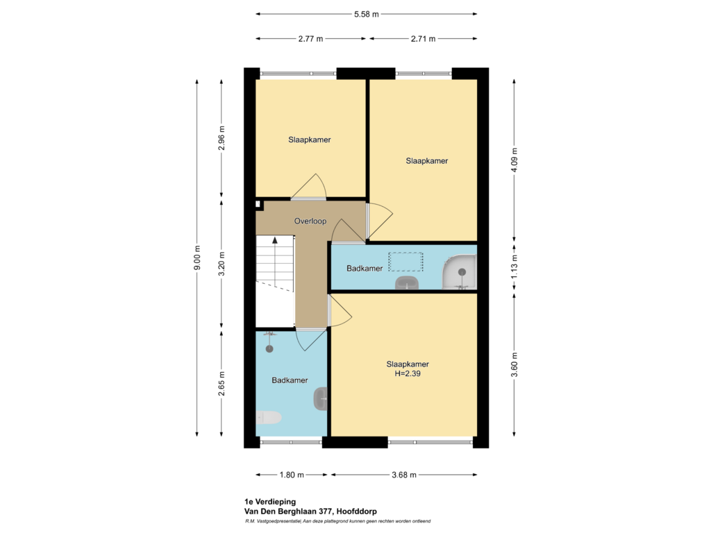 View floorplan of 1e Verdieping of Van den Berghlaan 377