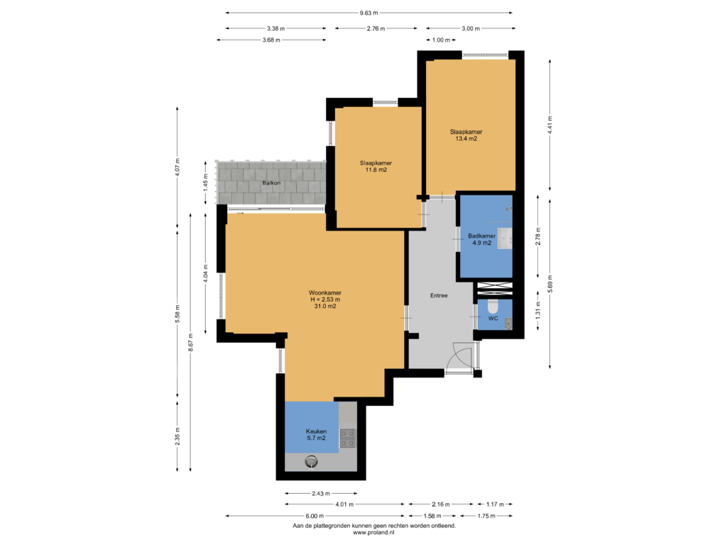 View floorplan of Appartement of Noorderstraat 17-B