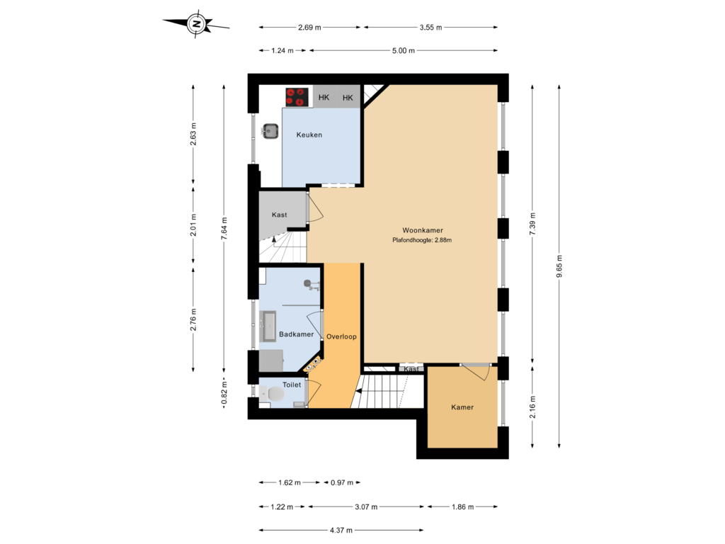 Bekijk plattegrond van 1e verdieping van Bree 17-B