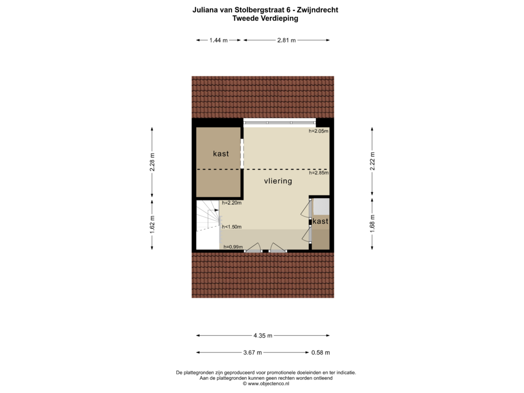 View floorplan of TWEEDE VERDIEPING of Juliana van Stolbergstraat 6