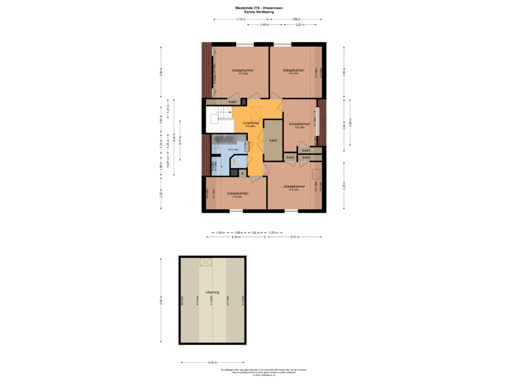 View floorplan of EERSTE VERDIEPING of Westeinde 218