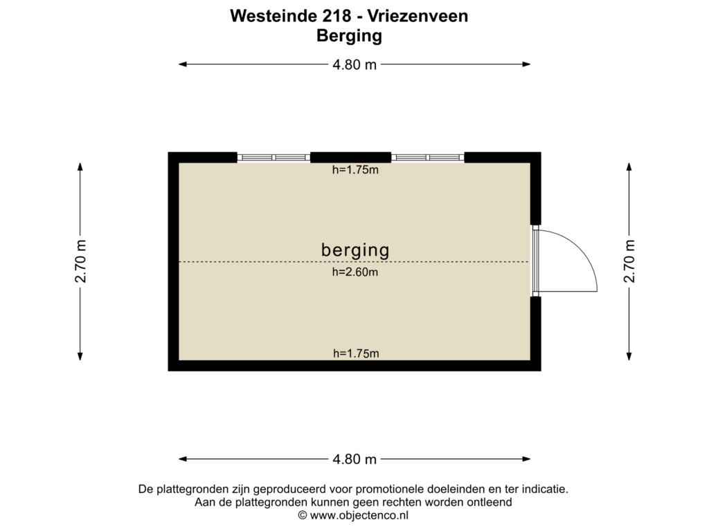 View floorplan of BEGANE GROND of Westeinde 218