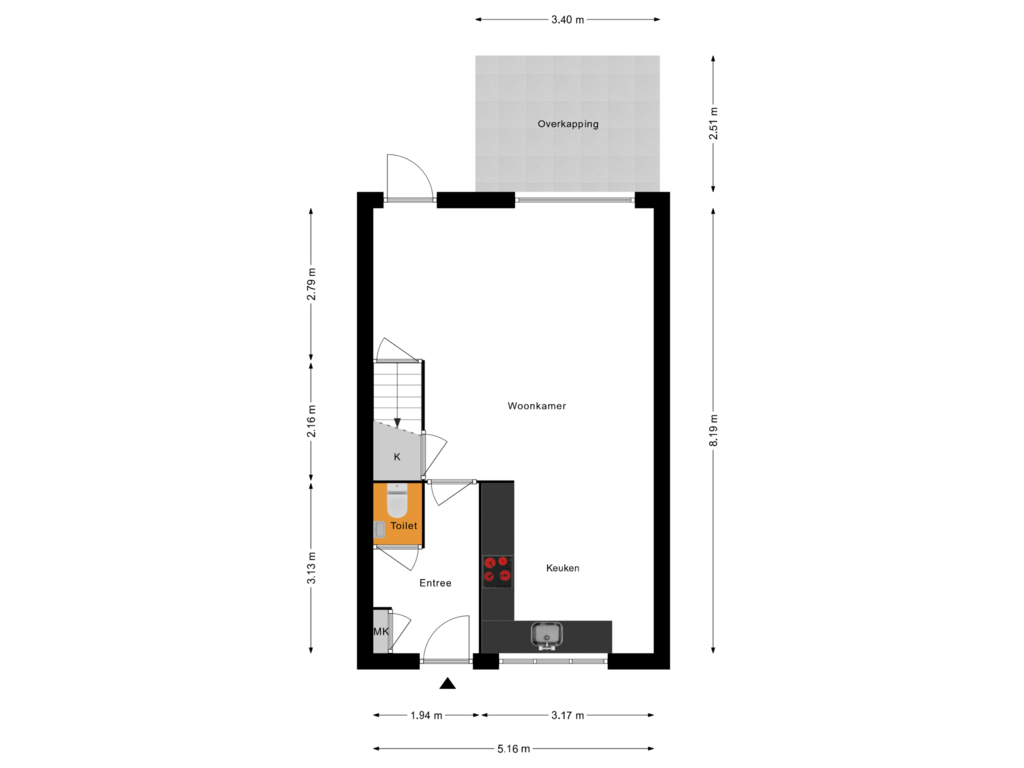 Bekijk plattegrond van Begane Grond van Botsehei 58