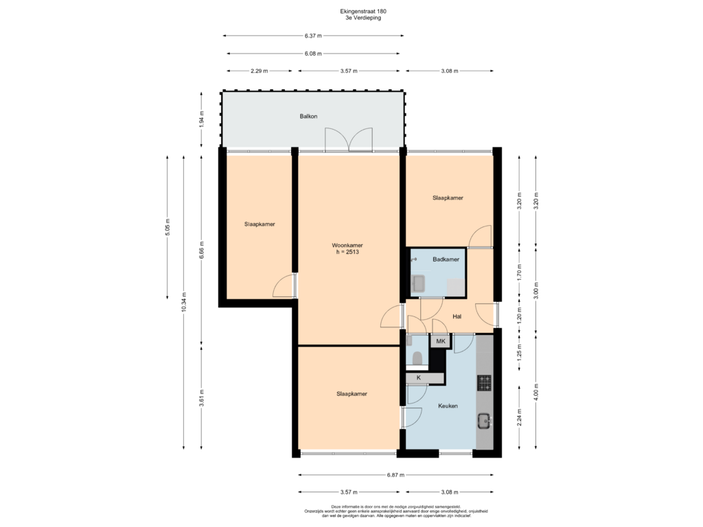 Bekijk plattegrond van 3e Verdieping van Ekingenstraat 180