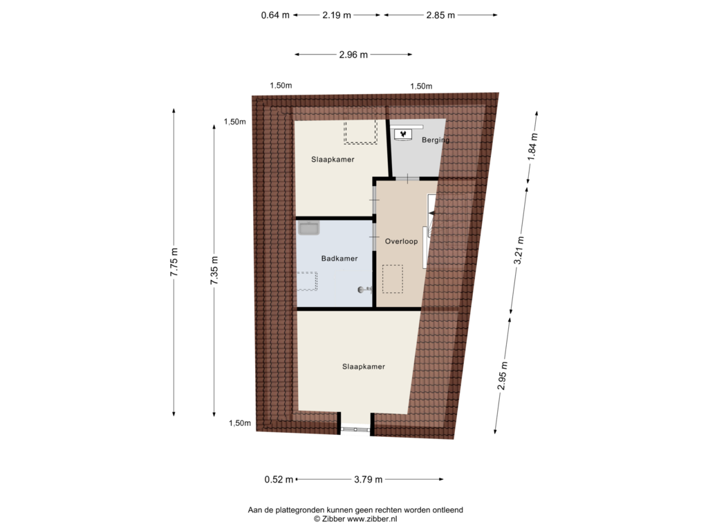 View floorplan of Derde Verdieping of Kuinderstraat 3