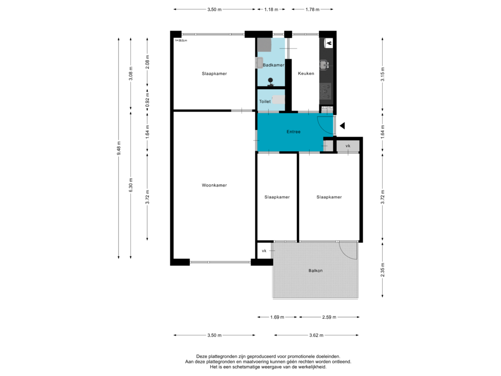 Bekijk plattegrond van Verdieping van Parklaan 221