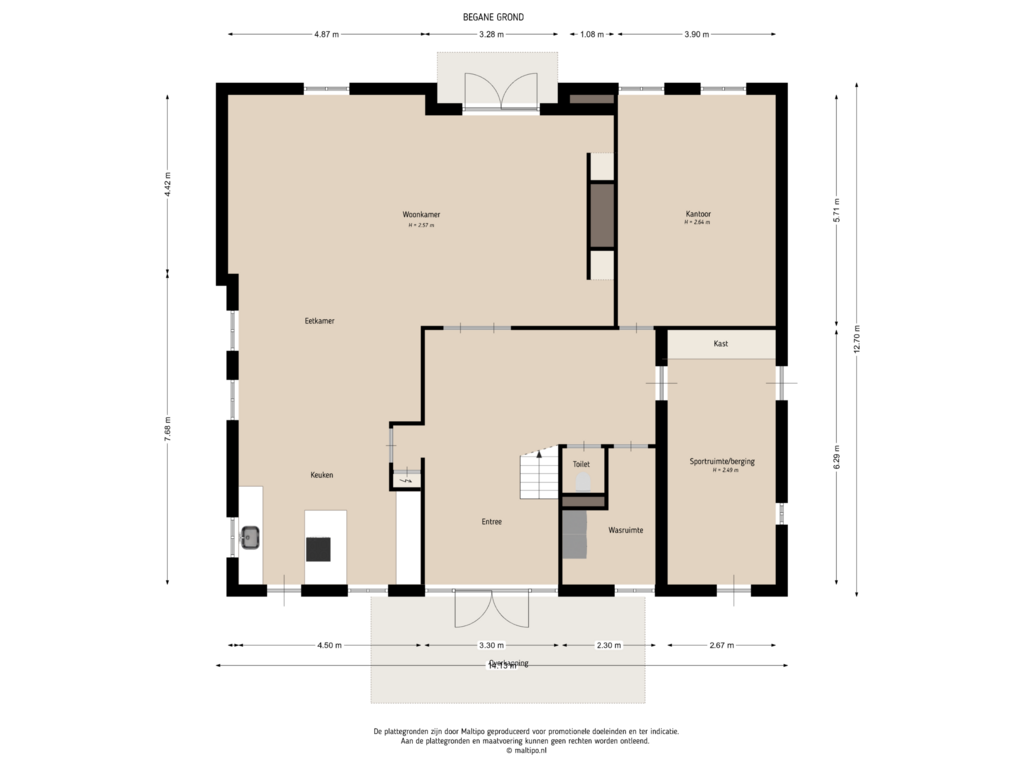 Bekijk plattegrond van Begane grond van Brouwersstraat 38