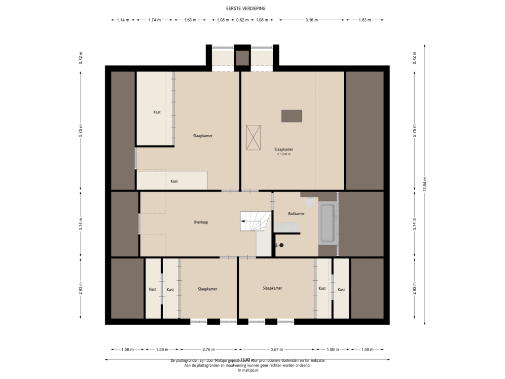 Bekijk plattegrond van Eerste verdieping van Brouwersstraat 38