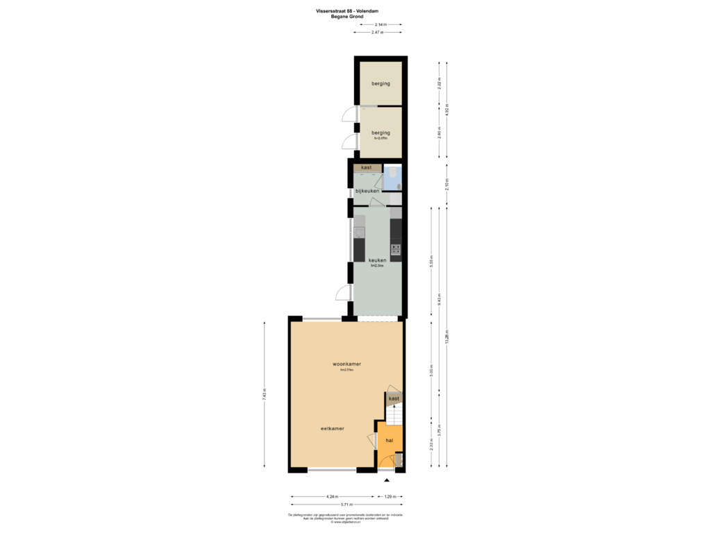 View floorplan of BEGANE GROND of Vissersstraat 88