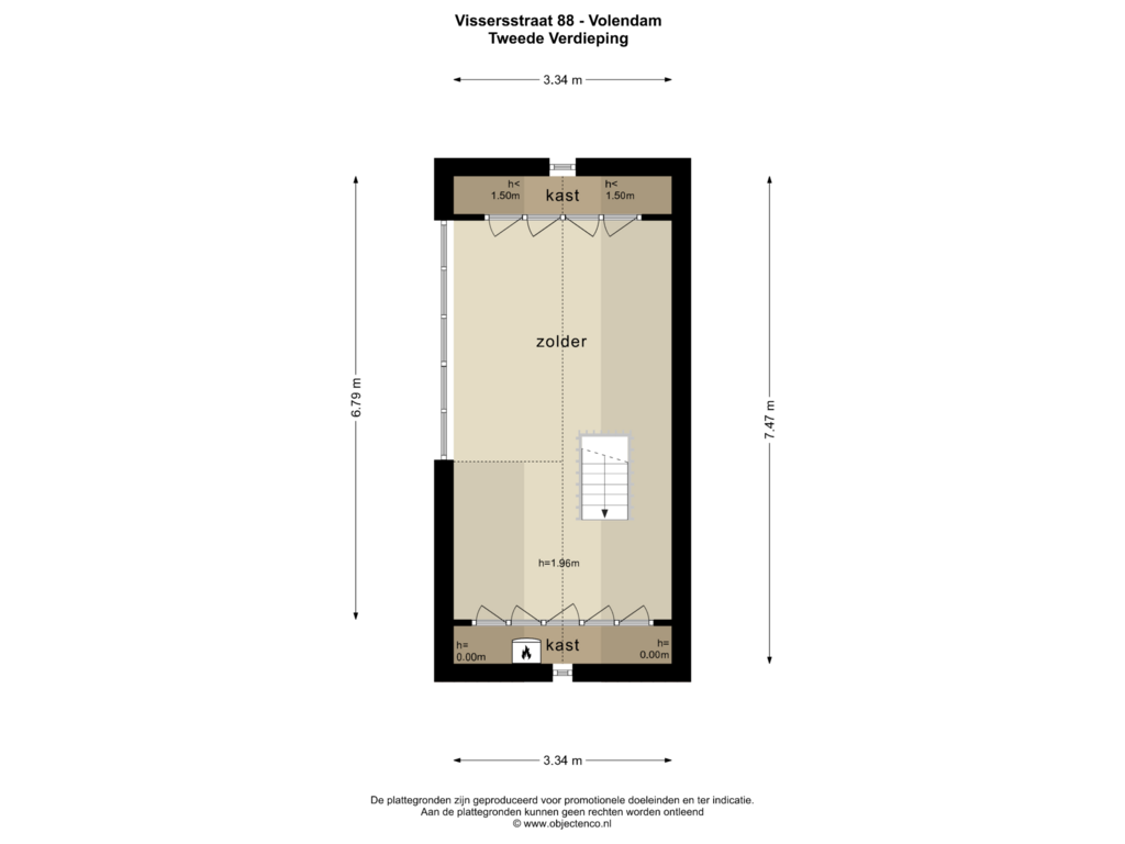 View floorplan of TWEEDE VERDIEPING of Vissersstraat 88