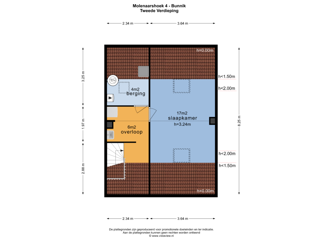 Bekijk plattegrond van TWEEDE VERDIEPING van Molenaarshoek 4