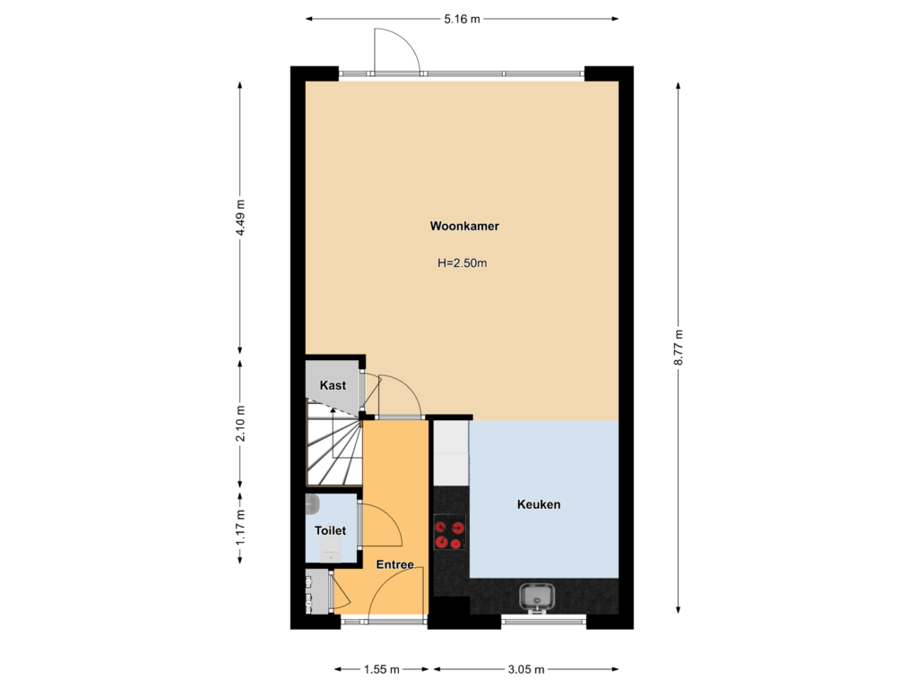 View floorplan of Begane grond of Het Fortuyn 11